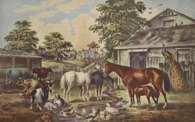 Amerikanischer Bauernhof - Morgen, veröffentlicht 1857, Currier & Ives